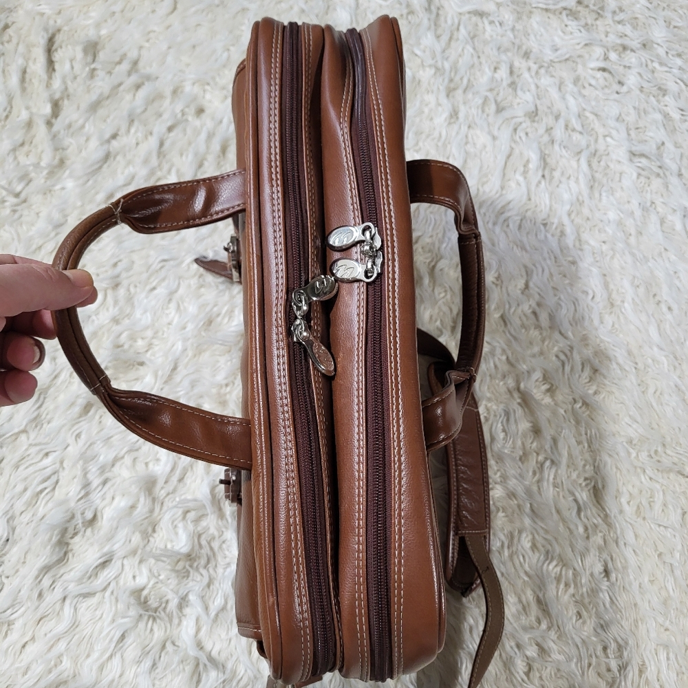 McKlein USA Kenwood 16" Leather Double Compartment Laptop Briefcase - Brown - Picture 9 of 16